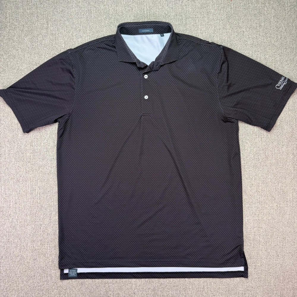 Turtleson Mens XL Golf Polo Black White Dot Chenal Country Club Short‎ Sleeve